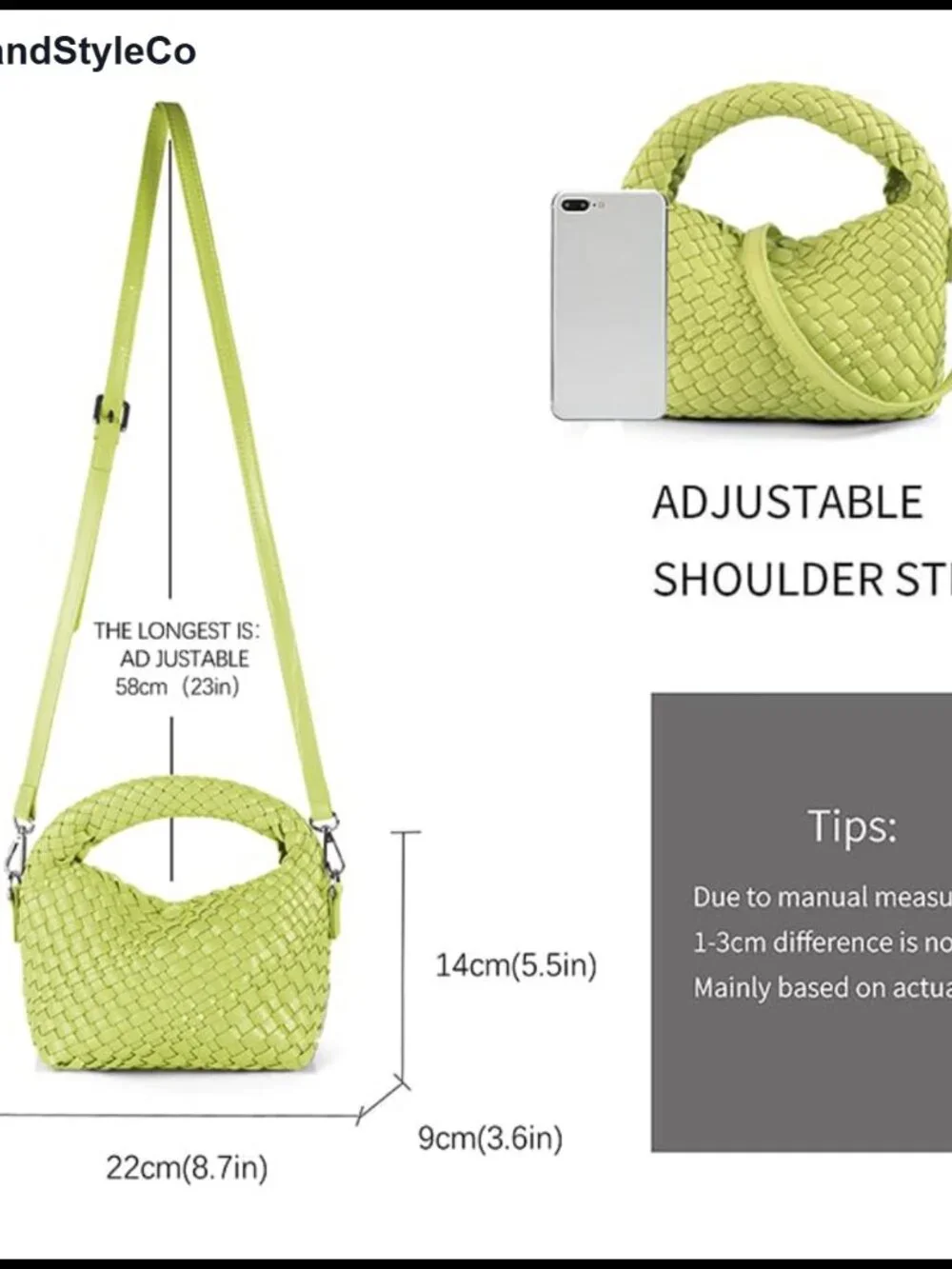 Woven Vegan Leather Crossbody Bag for Women Satchel Adjustable Strap